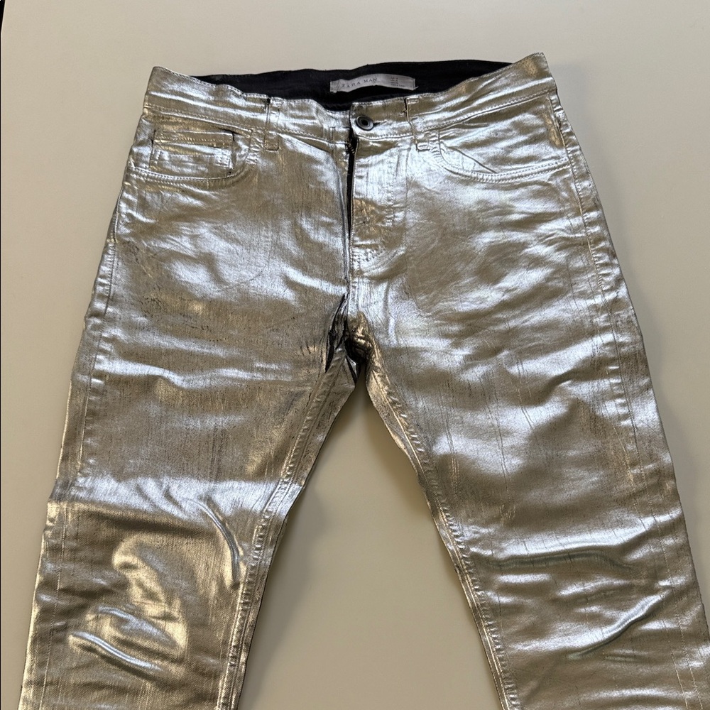 Zara Men’s Silver Metallic Pants 30